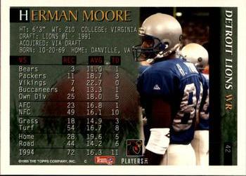 1995 Bowman #42 Herman Moore Back