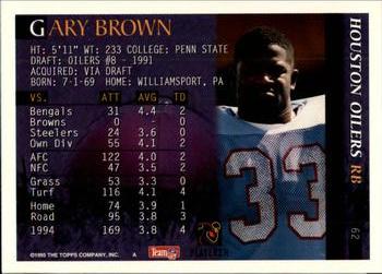 1995 Bowman #62 Gary Brown Back