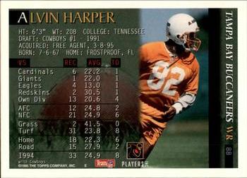 1995 Bowman #88 Alvin Harper Back