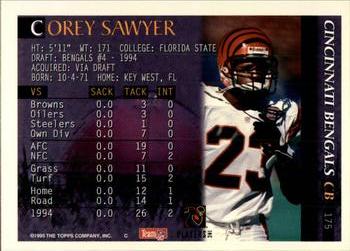 1995 Bowman #175 Corey Sawyer Back