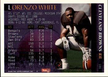 1995 Bowman #186 Lorenzo White Back