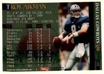 1995 Bowman #198 Troy Aikman Back