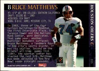 1995 Bowman #205 Bruce Matthews Back