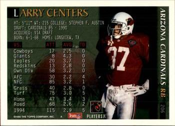 1995 Bowman #206 Larry Centers Back