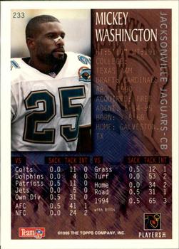 1995 Bowman #233 Mickey Washington Back