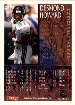 1995 Bowman #240 Desmond Howard Back