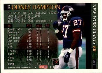 1995 Bowman #268 Rodney Hampton Back