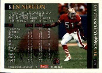 1995 Bowman #289 Ken Norton Back