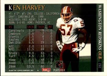 1995 Bowman #292 Ken Harvey Back