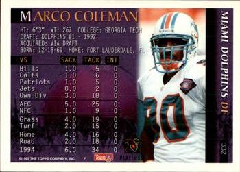 1995 Bowman #332 Marco Coleman Back