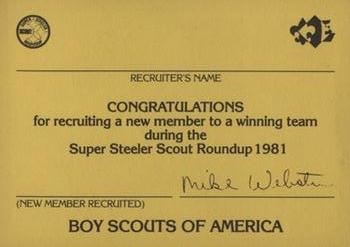 1980-82 Boy Scouts of America Pittsburgh Steelers #NNO Mike Webster Back