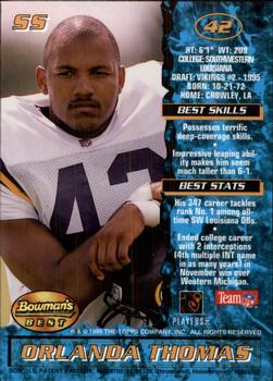 1995 Bowman's Best #42 Orlando Thomas Back