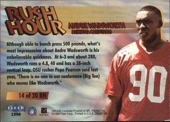1998 Ultra - Rush Hour #14RH Andre Wadsworth Back