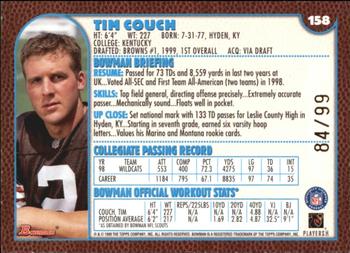 1999 Bowman - Gold #158 Tim Couch Back