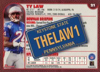 1999 Bowman - Interstate #21 Ty Law Back