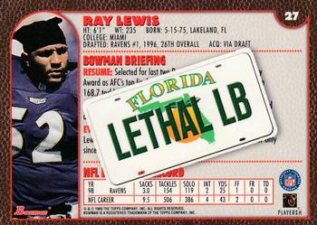 1999 Bowman - Interstate #27 Ray Lewis Back