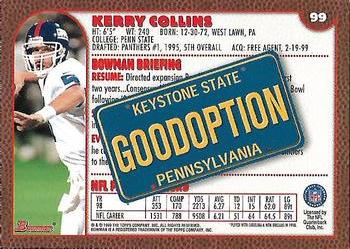 1999 Bowman - Interstate #99 Kerry Collins Back
