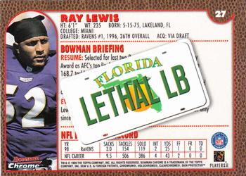 1999 Bowman Chrome - Interstate #27 Ray Lewis Back