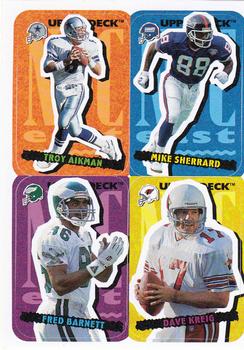 1995 Collector's Choice Update - Stick-Ums #51 Troy Aikman / Fred Barnett / Dave Krieg / Mike Sherrard Front