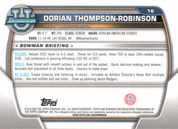 2022 Bowman University Chrome - Pink Refractor #16 Dorian Thompson-Robinson Back