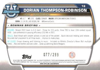 2022 Bowman University Chrome - Aqua Wave Refractor #16 Dorian Thompson-Robinson Back
