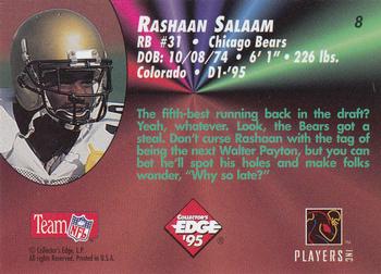 1995 Collector's Edge - Rookies #8 Rashaan Salaam Back
