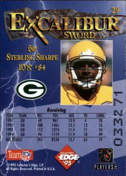 1995 Collector's Edge Excalibur #29 Sterling Sharpe Back