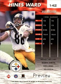 1999 Collector's Edge Fury - Galvanized Previews #142 Hines Ward Back