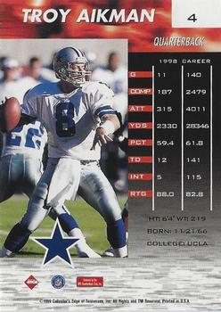 1999 Collector's Edge Fury - Gold Ingot #4 Troy Aikman Back