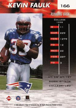 1999 Collector's Edge Fury - Millennium Collection Red #166 Kevin Faulk Back