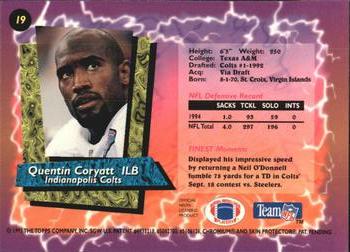 1995 Finest #19 Quentin Coryatt Back