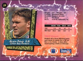 1995 Finest #29 Bryce Paup Back
