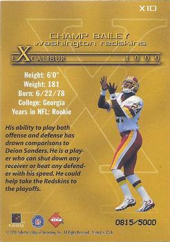1999 Collector's Edge Masters - Excalibur #X10 Champ Bailey Back