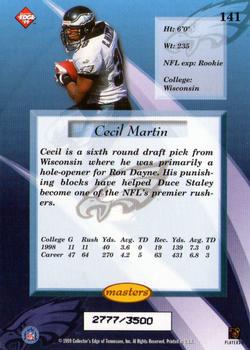 1999 Collector's Edge Masters - HoloSilver #141 Cecil Martin Back