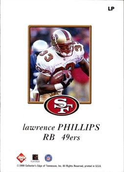 1999 Collector's Edge Odyssey - Game Gear HoloGold Aftermarket #LP Lawrence Phillips Back