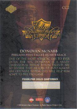 1999 Collector's Edge Triumph - Commissioner's Choice #CC2 Donovan McNabb Back