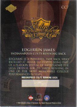 1999 Collector's Edge Triumph - Commissioner's Choice #CC7 Edgerrin James Back