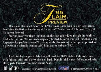 1995 Fleer - Flair Preview #18 Dan Marino Back