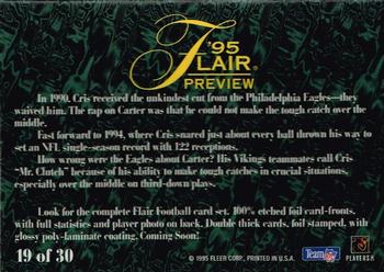 1995 Fleer - Flair Preview #19 Cris Carter Back