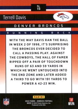 2022 Donruss - Retro 2002 #15 Terrell Davis Back