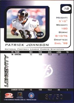1999 Leaf Rookies & Stars - Longevity #18 Pat Johnson Back
