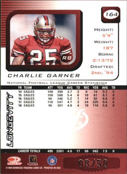 1999 Leaf Rookies & Stars - Longevity #164 Charlie Garner Back