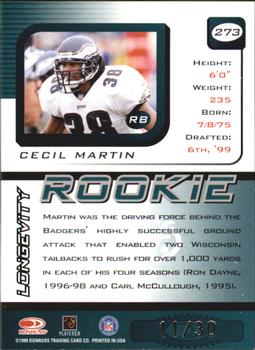 1999 Leaf Rookies & Stars - Longevity #273 Cecil Martin Back