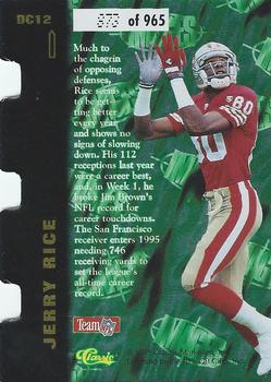 1995 Classic Images Limited Live - Die Cuts #DC12 Jerry Rice Back
