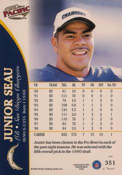 1999 Pacific - Opening Day #351 Junior Seau Back