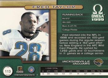 1999 Pacific Omega - Copper #113 Fred Taylor Back