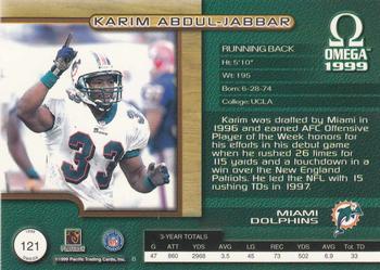 1999 Pacific Omega - Copper #121 Karim Abdul-Jabbar Back