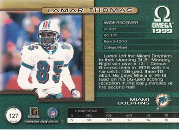 1999 Pacific Omega - Copper #127 Lamar Thomas Back
