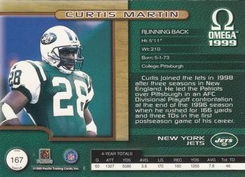 1999 Pacific Omega - Gold #167 Curtis Martin Back