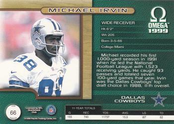 1999 Pacific Omega - Platinum Blue #66 Michael Irvin Back